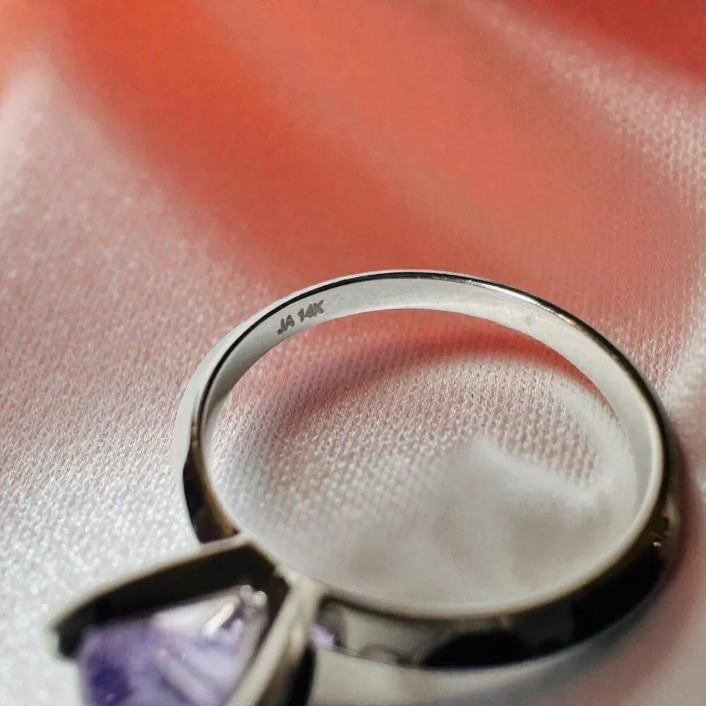14K Gold- Natural Violet Blue Sapphire Ring -Radiant Cut -Size 6 -James Allen